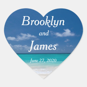 Heart Blue Beach Hochzeitsticker Herz-Aufkleber
