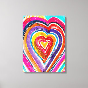Heart boho Aquarellkunst Leinwanddruck