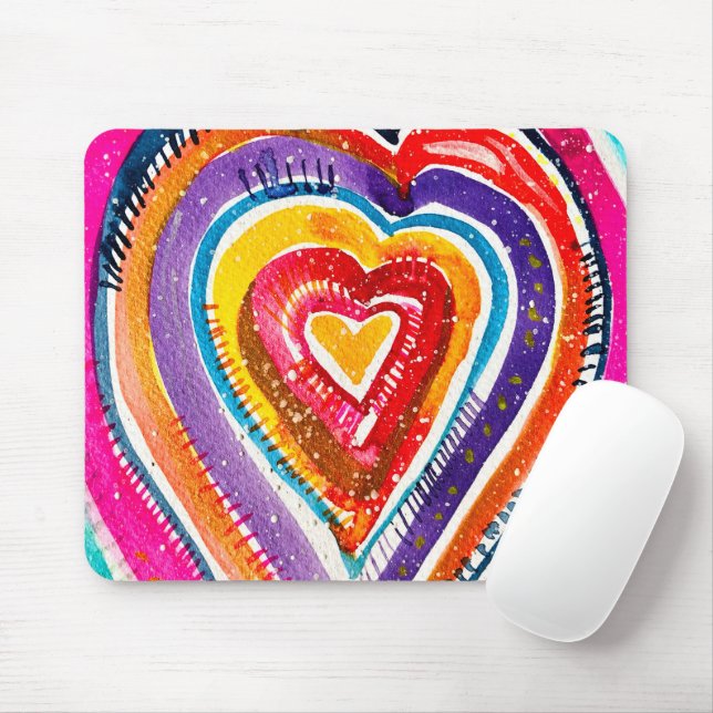 Heart boho Aquarellkunst Mousepad (Mit Mouse)