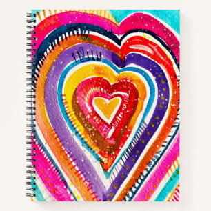 Heart boho Aquarellkunst Notizbuch