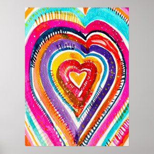Heart boho Aquarellkunst Poster
