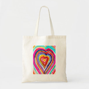 Heart boho Aquarellkunst Tragetasche