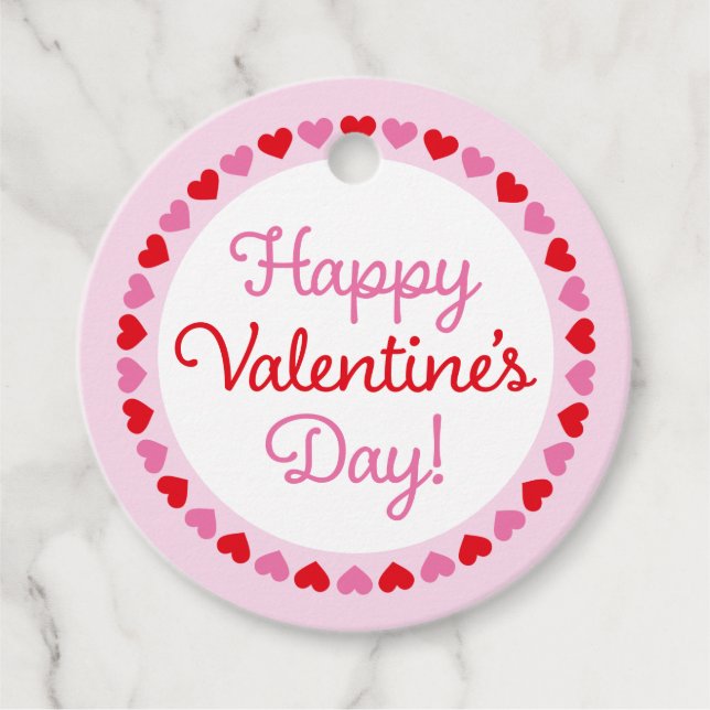 Heart Border Happy Valentine's Day Cirle Geschenk  Geschenkanhänger (Vorderseite)