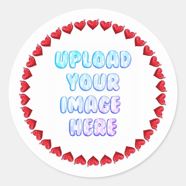 Heart Border Round Sticker with a Business Logo (Vorderseite)