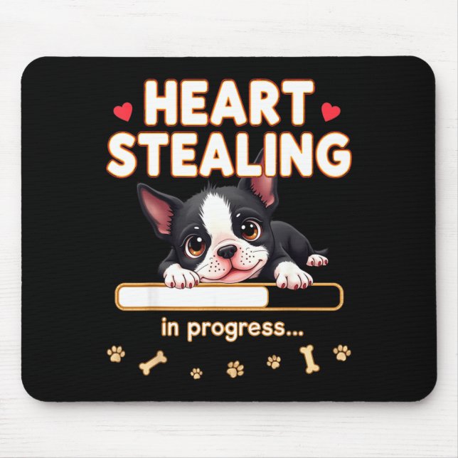 Heart Boston Terrier Dog Funny Gift Bostie Puppy  Mousepad (Vorne)