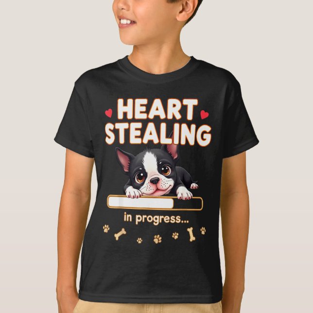 Heart Boston Terrier Dog Funny Gift Bostie Puppy  T-Shirt (Vorderseite)