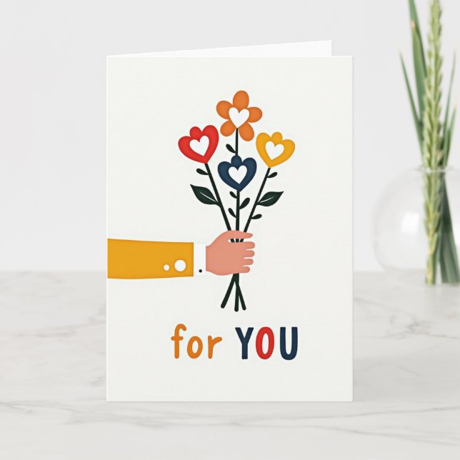 Heart Bouquet For You Card Karte (Vorderseite)