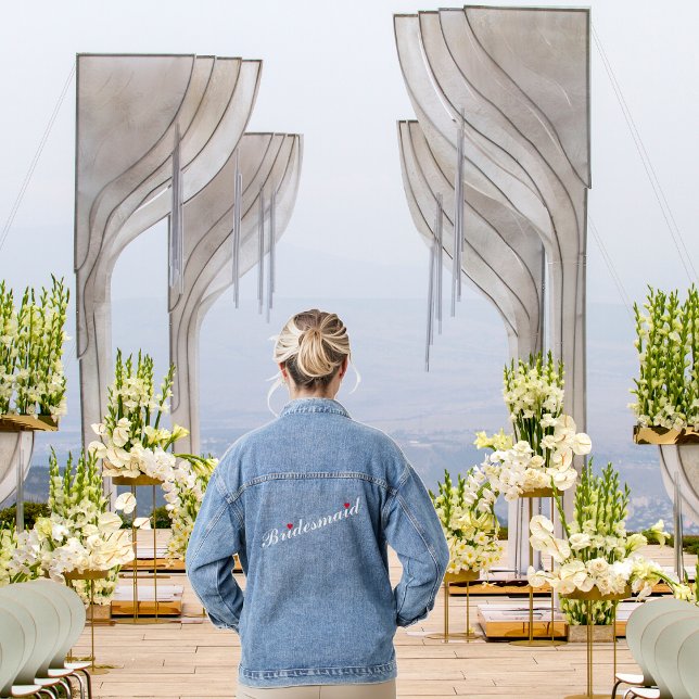 Heart Bridesmaid Wedding Bridal Junggeselinnen-Abs Jeansjacke (Heart Bridesmaid Wedding Bridal Bachelorette Party Denim Jacket)