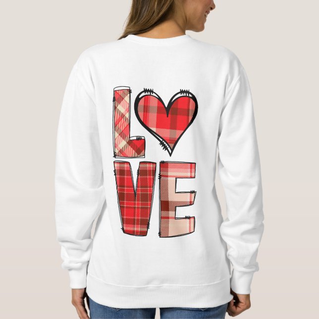 Heart Buffalo Karierte LIEBE Typografie Sweatshirt (Rückseite)