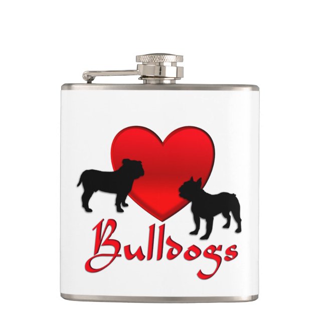 Heart Bulldogs Flachmann (Vorderseite)