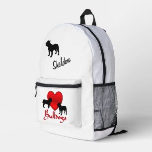 Heart Bulldogs Personalisiert Script Bedruckter Rucksack