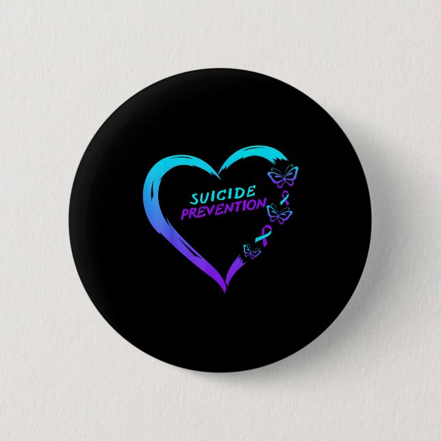 Heart Butterfly Suicide Prevention Awareness  Button (Vorderseite)