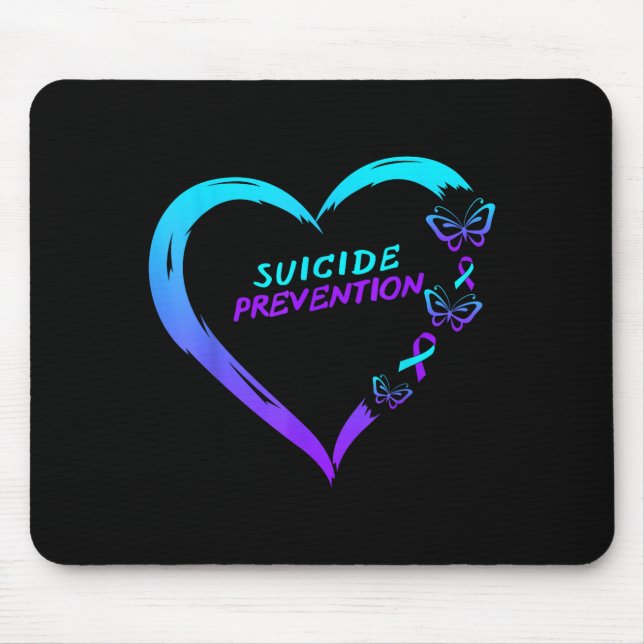 Heart Butterfly Suicide Prevention Awareness  Mousepad (Vorne)
