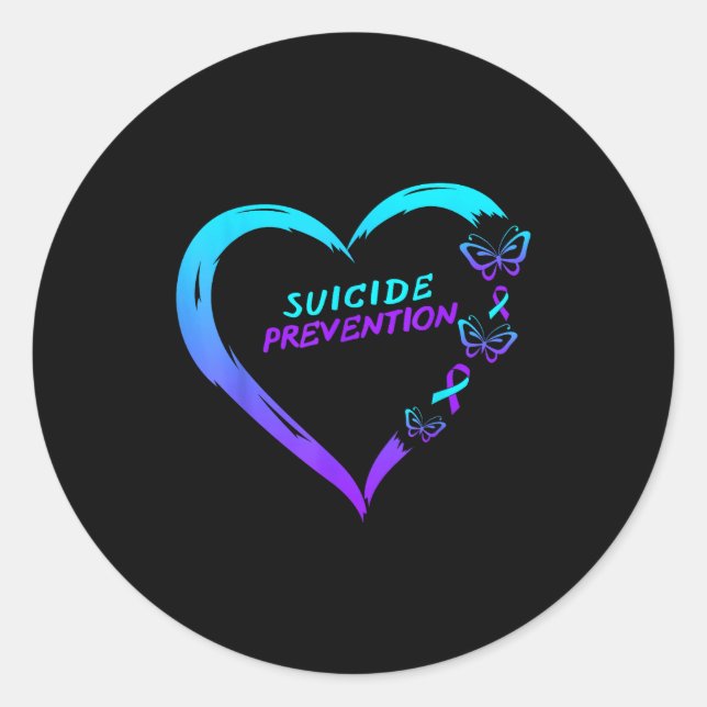 Heart Butterfly Suicide Prevention Awareness  Runder Aufkleber (Vorderseite)