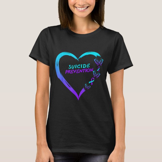 Heart Butterfly Suicide Prevention Awareness  T-Shirt (Vorderseite)