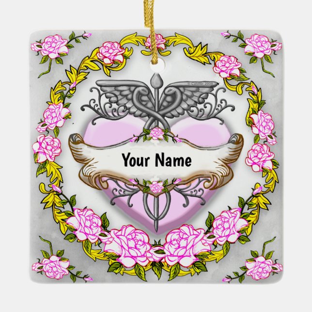Heart Caduceus  Keramikornament (Vorderseite)