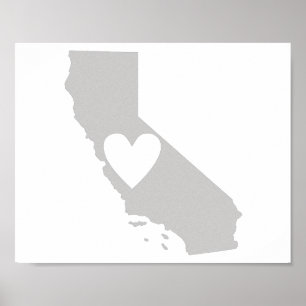 Heart California Staat Silhouette Poster