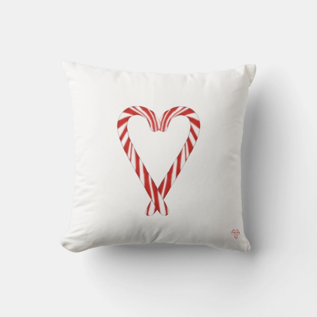 Heart Candy Cane Reversible Throw Pillow Kissen (Vorderseite)