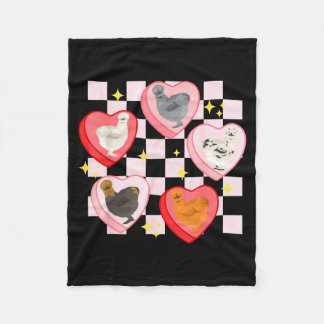 Heart Candy Silkie Chicken Valentine Farmer Animal Fleecedecke