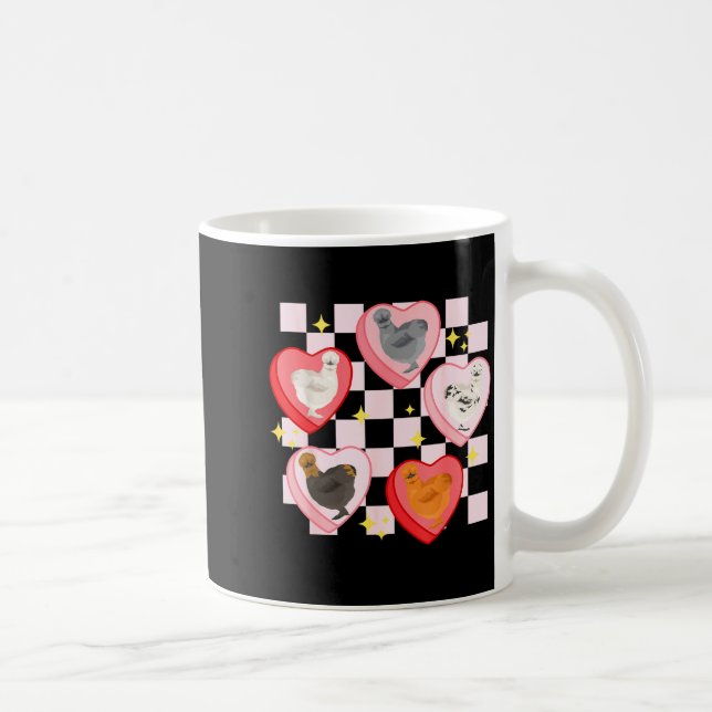 Heart Candy Silkie Chicken Valentine Farmer Animal Kaffeetasse (Rechts)