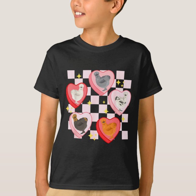 Heart Candy Silkie Chicken Valentine Farmer Animal T-Shirt (Vorderseite)