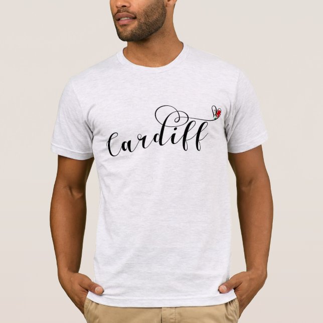 Heart Cardiff Flag, Caerdydd, Wales T - Shirt (Vorderseite)