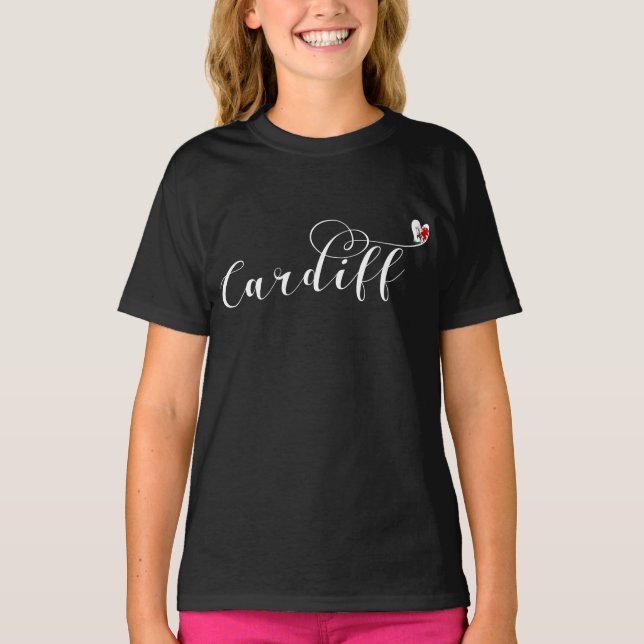 Heart Cardiff Flag, Caerdydd, Wales T - Shirt (Vorderseite)