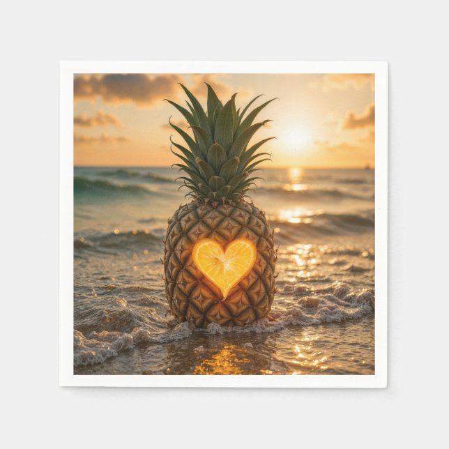 Heart Carved In a Pineapple On a Beach Serviette (Vorderseite)