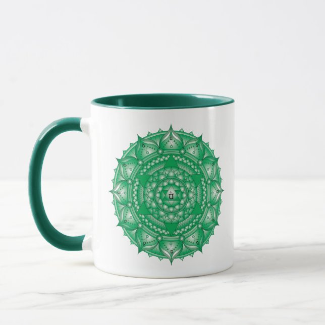 Heart Chakra Green Mandala Zwei Tone Tasse (Links)