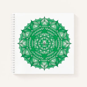 Heart Chakra Mandala Green Square Notebook Notizbuch