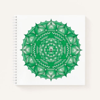 Heart Chakra Mandala Green Square Notebook Notizbuch