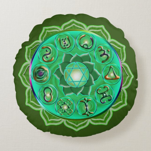 Heart Chakra Tote Bag Rundes Kissen (Vorderseite)