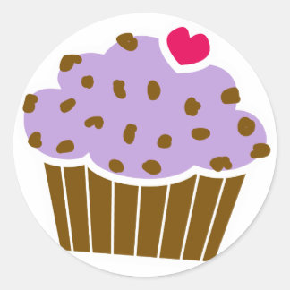 Heart Choco Chip Blueberry Cupcake Runder Aufkleber