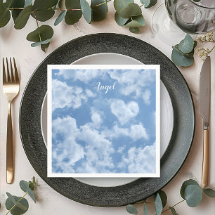 Heart Cloud Sky Niedlich Fun Moderner blauer Indiv Serviette