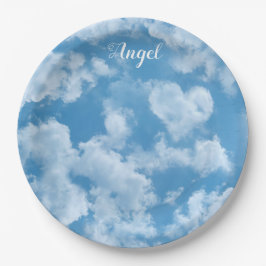 Heart Cloud Sky Niedlich Modern Blue Custom Weddin Pappteller
