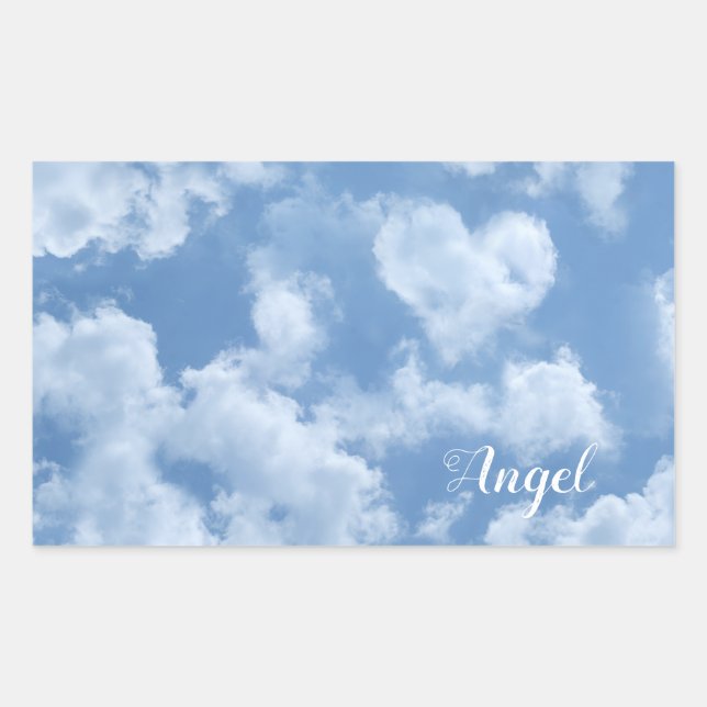 Heart Cloud Sky Niedlich Modern Blue Custom Weddin Rechteckiger Aufkleber (Vorderseite)