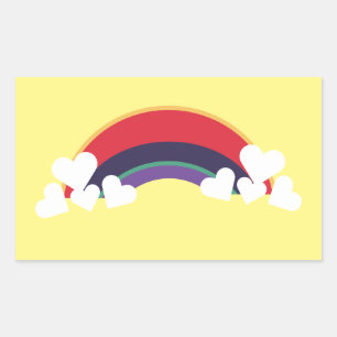 ♥ Heart colored bunt Rainbow Color Regenbogen Rechteckiger Aufkleber