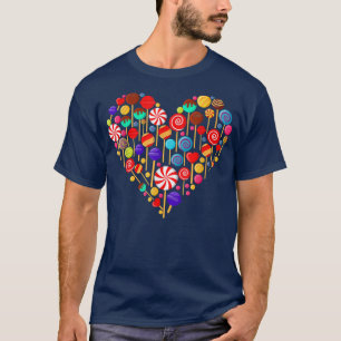Heart Colorful Candy Rainbow Sucker Lollipop  T-Shirt