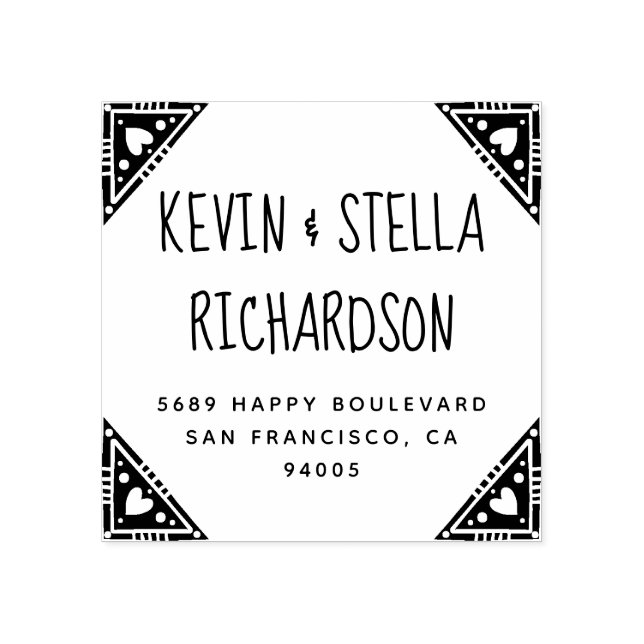 Heart Corners Wedding Rücksendeadresse Gummistempel (Prägung)