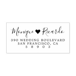 Heart Couple Script Wedding Rücksendeadresse Gummistempel