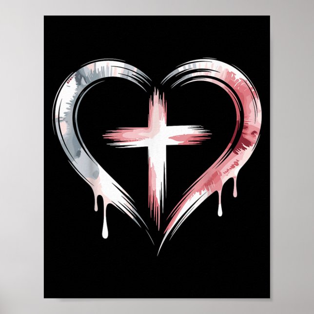 Heart Cross Christian Faith Love  Poster (Vorne)