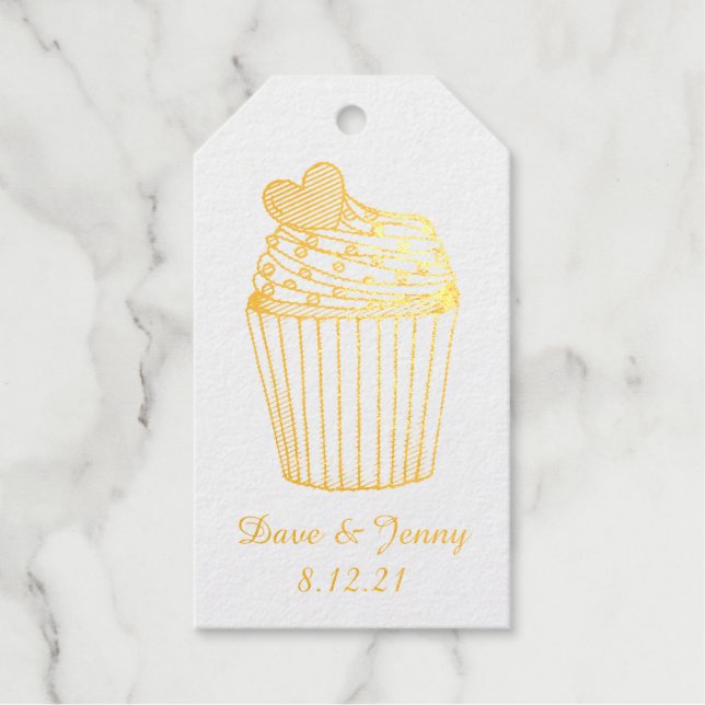 Heart Cupcake Bridal Baby Dusche Valentinstag Geschenkanhänger (Vorderseite)