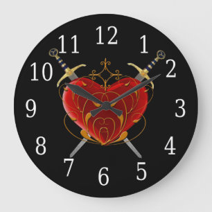 Heart & Daggers Round Clock Große Wanduhr