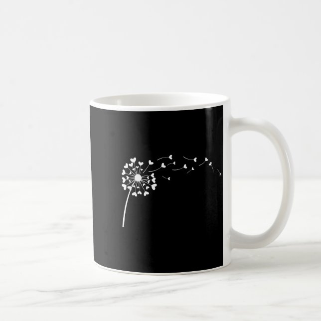 Heart Dandelion Flower Love Cute Valentines Day Wo Kaffeetasse (Rechts)