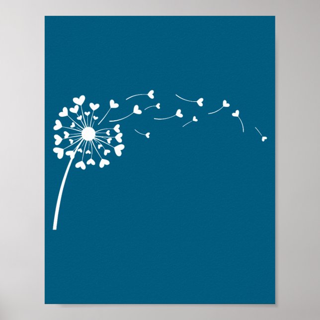 Heart Dandelion Flower Love Cute Valentines Day Wo Poster (Vorne)