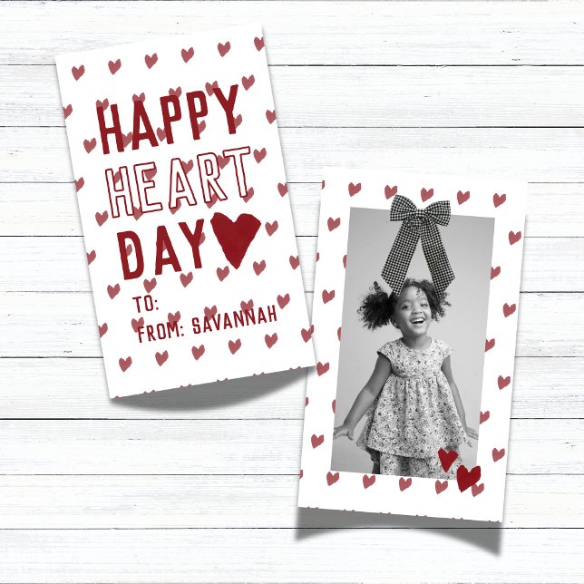 Heart Day Gingham Bow Valentines Classroom Card Mitteilungskarte (Heart Day Gingham Bow Valentines Classroom Card)