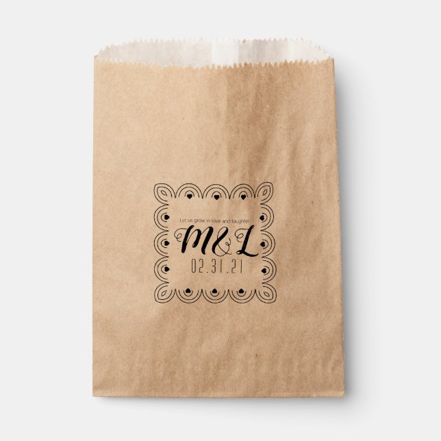 Heart Deko Geometric Wedding Logo Wedding Geschenktütchen (Vorderseite)