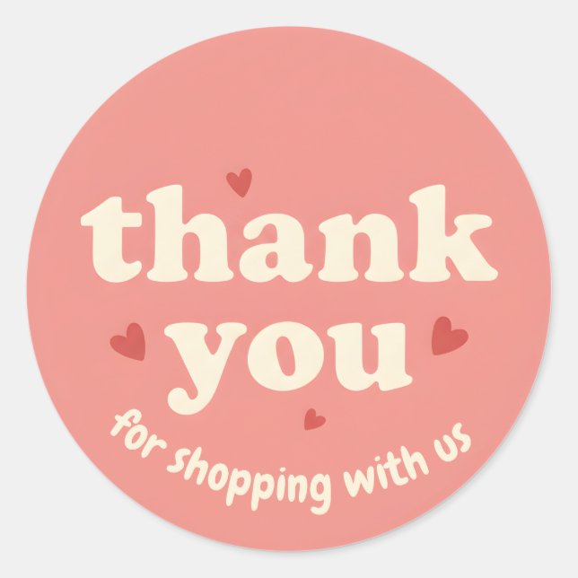 Heart Design Thank You Business Sticker (Vorderseite)