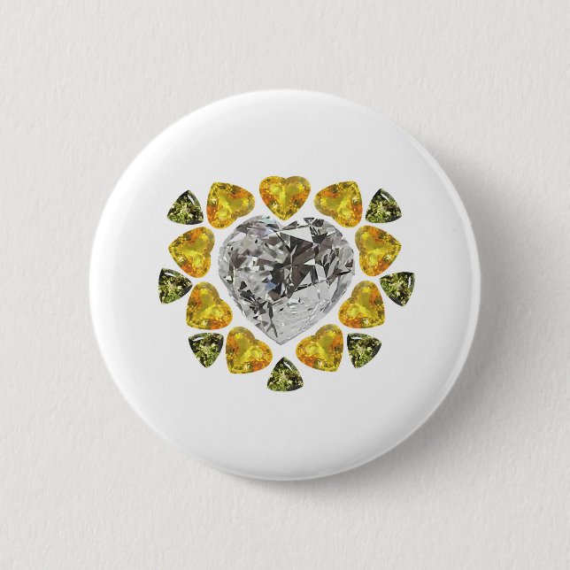 Heart Diamond Gemstone Art Button (Vorderseite)