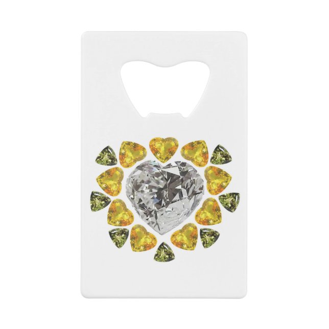 Heart Diamond Gemstone Art Geldbeutel Flaschenöffner (Vorderseite)